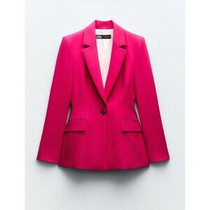 ZARA FITTED BLAZER WITH DECORATIVE STITCHING FUCHSIA PINK Size Small